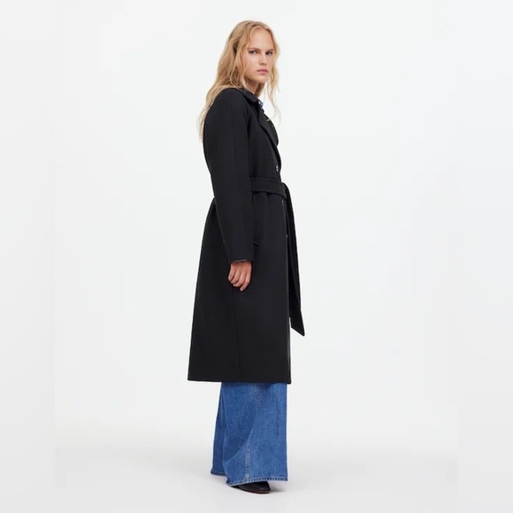 NWT Madewell Black Double-Breasted Trench Coat, Sizes S & XL - Picture 2 of 15